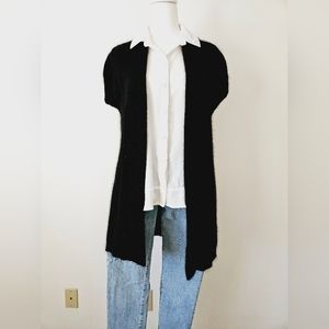 Black Angora Ann Taylor Open Short Sleeved Cardigan Size S